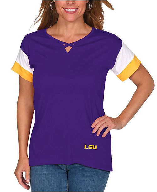 Lids Ug Apparel Women S Lsu Tigers Crisscross Colorblocked T Shirt