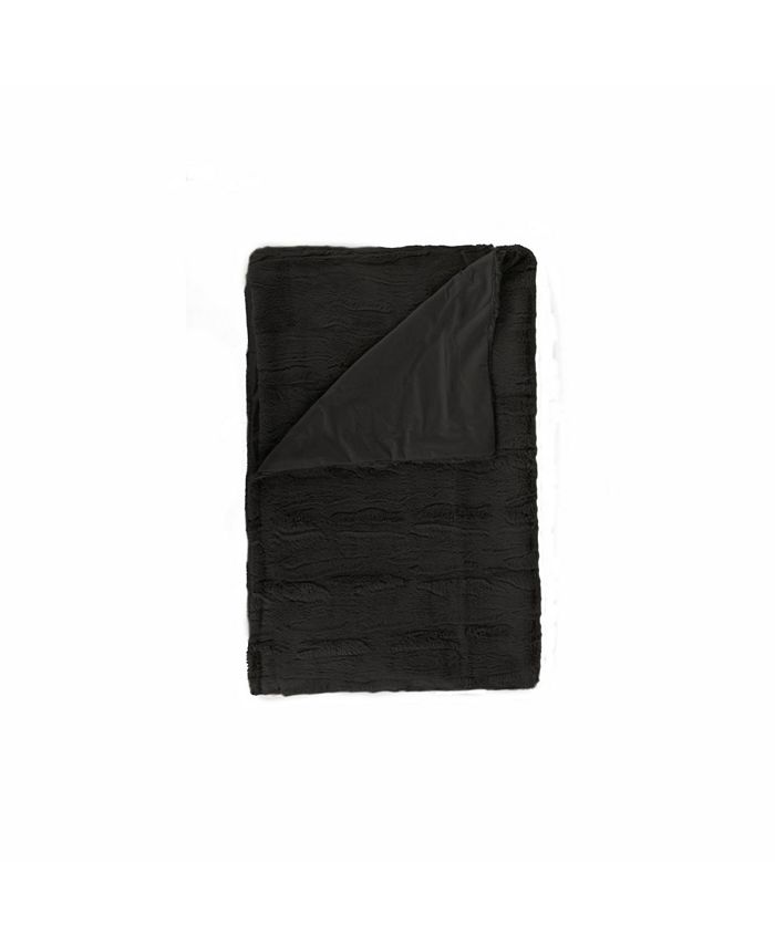 Luxe Faux Fur FAUX FUR THROW 50" X 60" LINEAR OFF WHITE Macy's