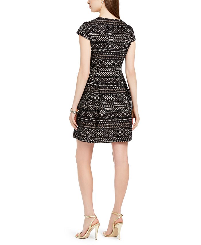 Vince Camuto Women's Lace Fit & Flare Dress Gray Size 16