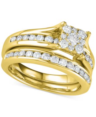 Macy's - Diamond Cluster Channel-Set Bridal Set (1 ct. t.w.)