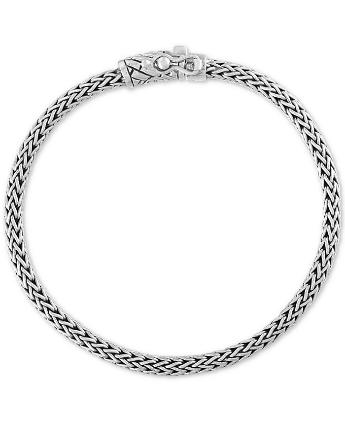 Esquire Men's Jewelry Woven Bracelet in Sterling Silver - Macy's