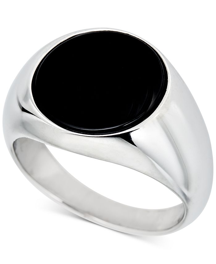 Macy's Men's Onyx (15mm) Ring in Sterling Silver Macy's