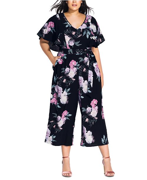 City Chic Trendy Plus Size Garden Jumpsuit Reviews Macy S