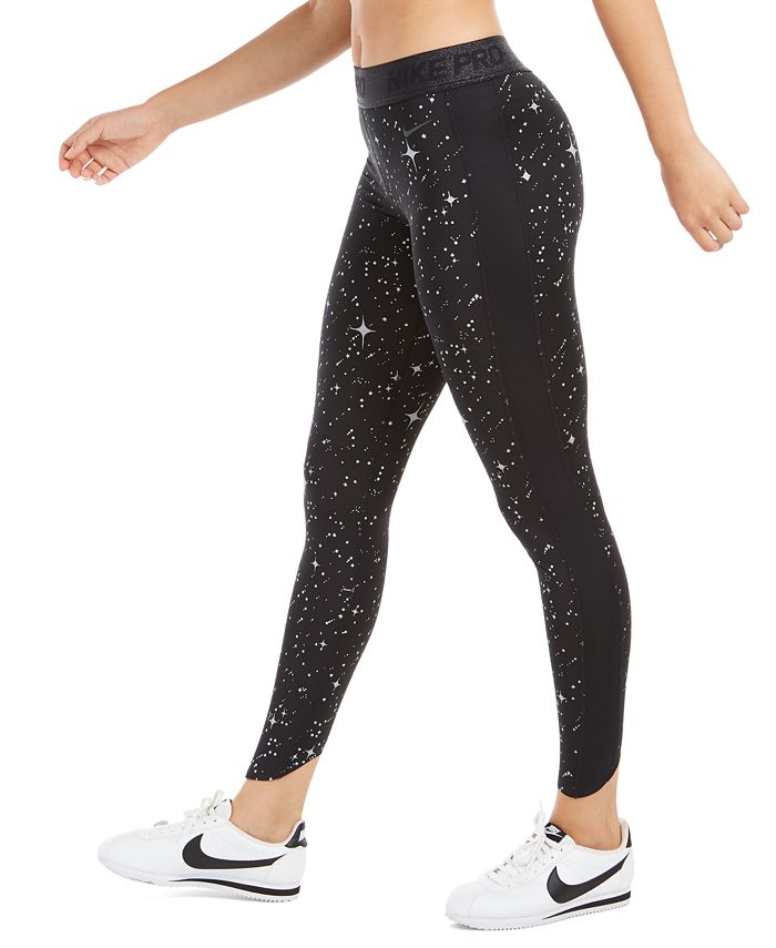Nike Women's Pro Warm Starry Night Metallic-Print Leggings - Macy's
