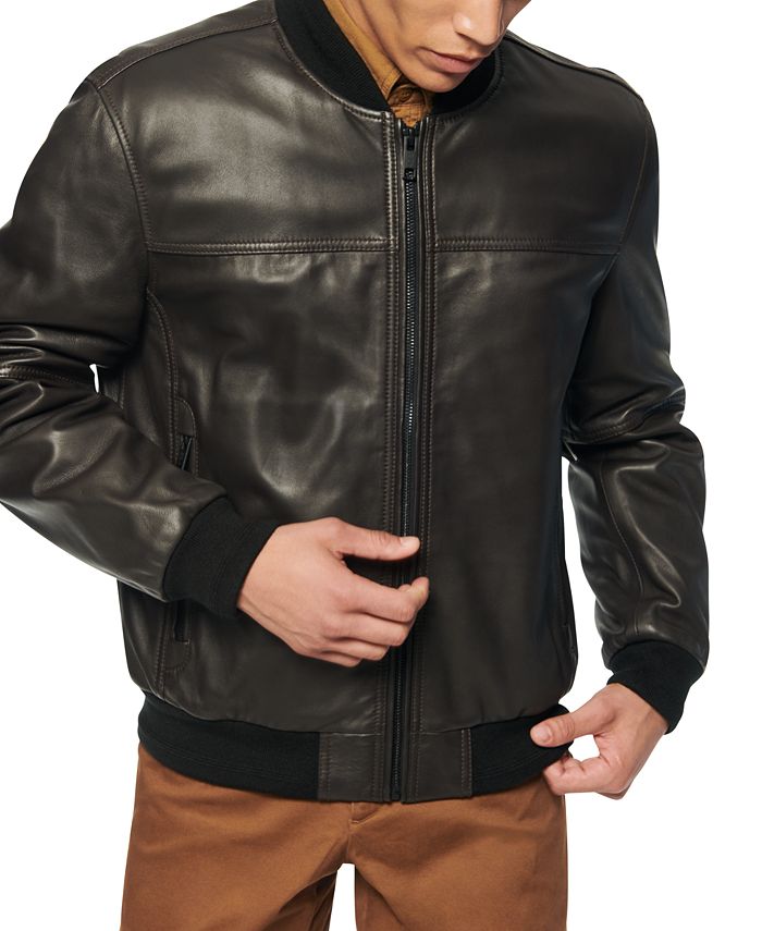 Marc New York Men's Summit Leather Bomber Jacket & Reviews - Coats ...