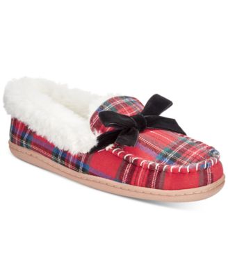 tartan moccasin slippers