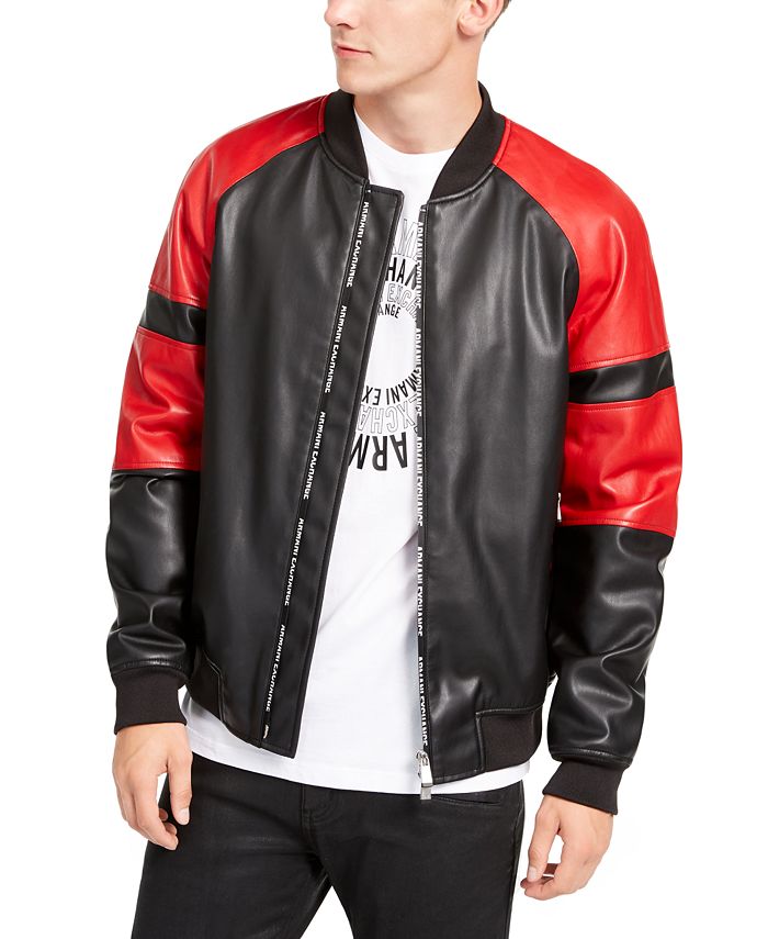 A|X Armani Exchange Men's Faux Leather Colorblock Bomber Jacket & Reviews -  Coats & Jackets - Men - Macy's