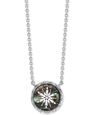 image of Disney Frozen 2 Snowflake Abalone Pendant Necklace in Fine Silver Plate, 16