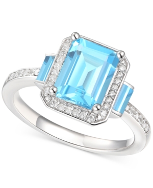 image of Blue Topaz (2-3/4 ct. t.w.) & Diamond (1/6 ct. t.w.) Ring in Sterling Silver