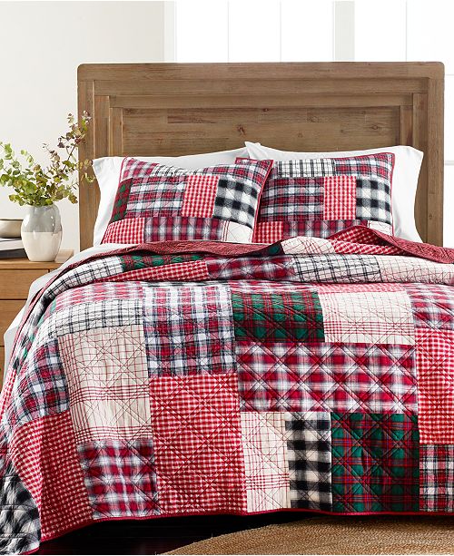 Martha Stewart Collection Holiday Patchwork King Quilt Created For