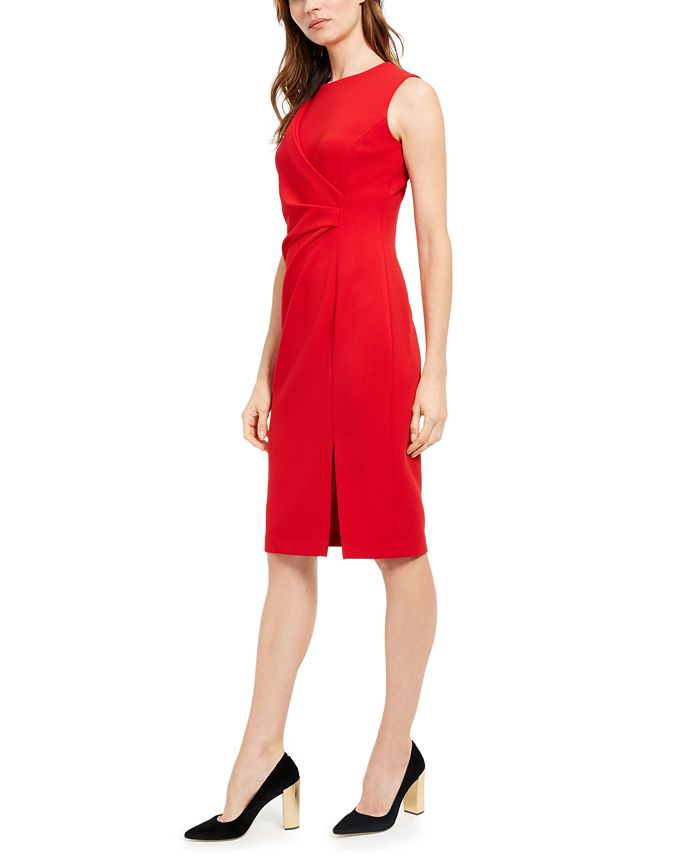 Calvin Klein Side-Ruched Sheath Dress - Macy's