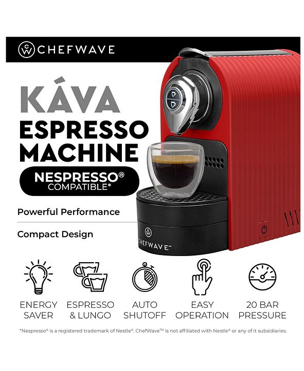 ChefWave Kava Mini Espresso Machine for Nespresso Compatible Capsule