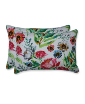 Pillow Perfect Printed Indoor/outdoor 2-pack Decorative Pillow, 12" X 18" In Floral Multi