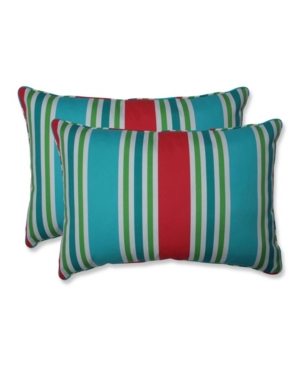 Pillow Perfect Printed Indoor/outdoor 2-pack Decorative Pillow, 12" X 18" In Red Stripe