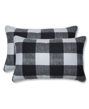 Pillow Perfect Printed Indoor/outdoor 2-pack Decorative Pillow, 12" X 18" In Black Check
