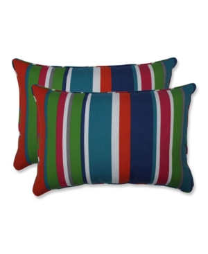 Pillow Perfect Printed Indoor/outdoor 2-pack Decorative Pillow, 12" X 18" In Multi Stripe