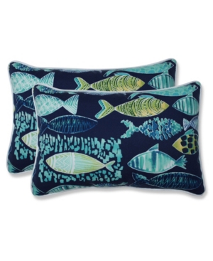 Pillow Perfect Printed Indoor/outdoor 2-pack Decorative Pillow, 12" X 18" In Blue Fish