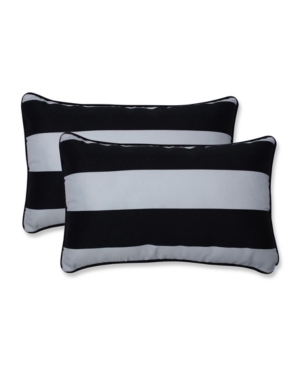 Pillow Perfect Printed Indoor/outdoor 2-pack Decorative Pillow, 12" X 18" In Black Stripe