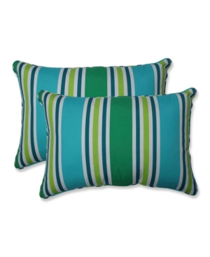 Pillow Perfect Printed Indoor/outdoor 2-pack Decorative Pillow, 12" X 18" In Green Stripe