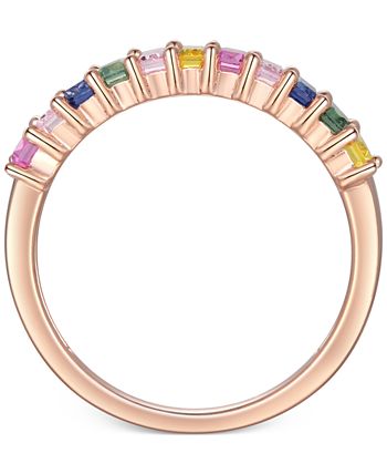 Macy's - Lab-Created Multi-Sapphire Baguette Ring (1-5/8 ct. t.w.) in 14k Rose Gold-Plated Sterling Silver