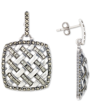 image of Marcasite Weave Openwork Drop Earrings in Sterling Silver