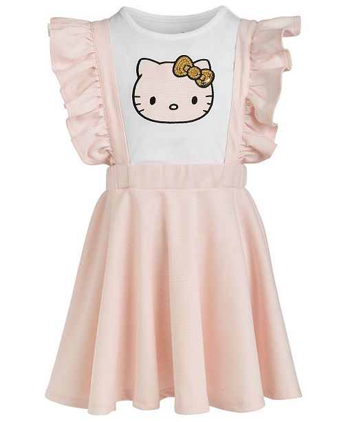 Hello Kitty Toddler Girls Plaid Patch Sequin T Shirt And Dress