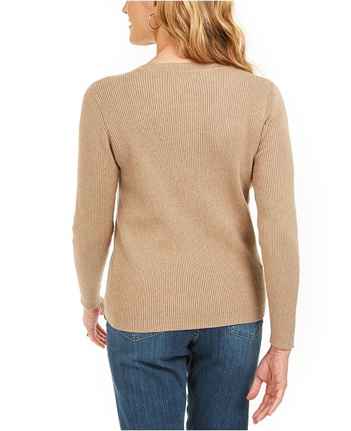 Karen Scott Cotton V-Neck Sweater, Created for Macy's & Reviews ...