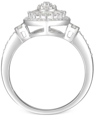 Diamond Oval Starburst Cluster Ring (1/2 ct. t.w.) in 14k White, Yellow or Rose Gold