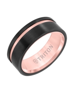 image of Triton 8MM Black & Rose Tungsten Carbide Ring with Asymmetrical Channel