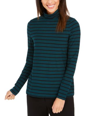 Charter Club Striped Turtleneck Top 