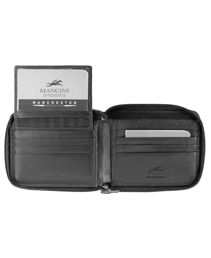 Mancini Manchester Collection Men's RFID Secure Zippered Wallet with