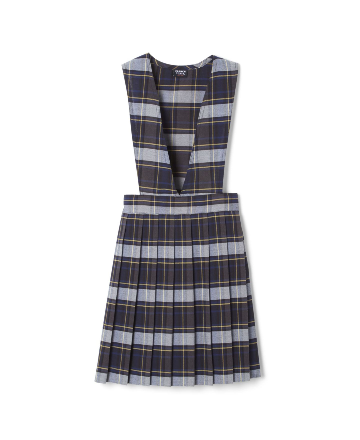 Свитер French Toast V-Neck Pleated Plaid Jumper для девочек, цвет: Синий клетчатый — фото 1