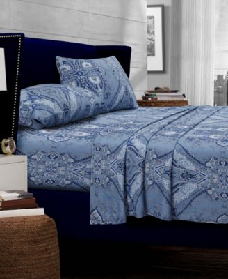 Atlantis Printed Cotton Extra Deep Pocket Sheet Set, Twin XL