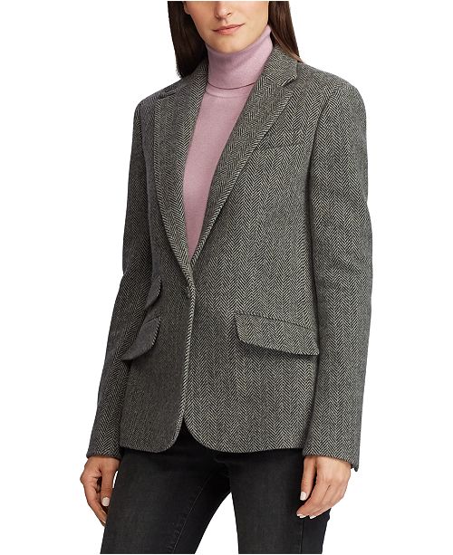 Lauren Ralph Lauren Herringbone Wool-Blend Blazer & Reviews - Jackets ...