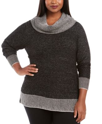 Metallic-Threaded Button-Trim Sweater 