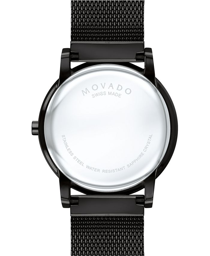 Movado - Men's Swiss Museum Black PVD Mesh Bracelet Watch 40mm