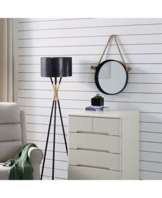 Iron Framed Round Accent Mirror with Hanging Rope