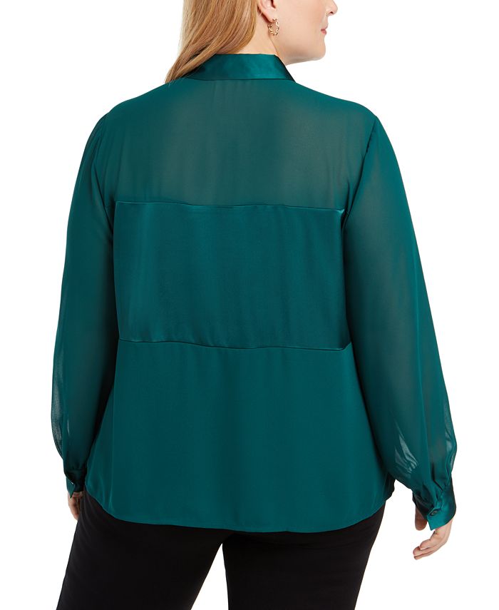 Alfani Plus Size Satin MixedMedia Top, Created for Macy's & Reviews