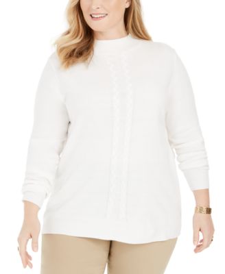 Karen Scott - Plus Size Luxsoft Cable-Knit Sweater
