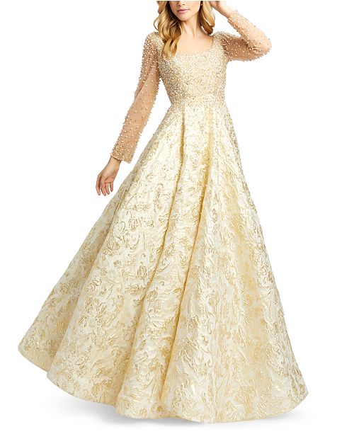 Mac Duggal Embellished Long Sleeve Gown Reviews Macy S