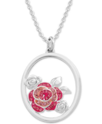 Moments By Modern Spark Rose Crystal 18" Pendant Necklace In Fine ...