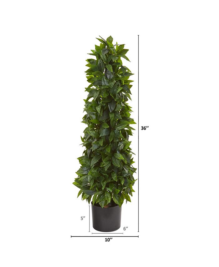 Nearly Natural - 3' Sweet Bay Cone Topiary Artificial Tree