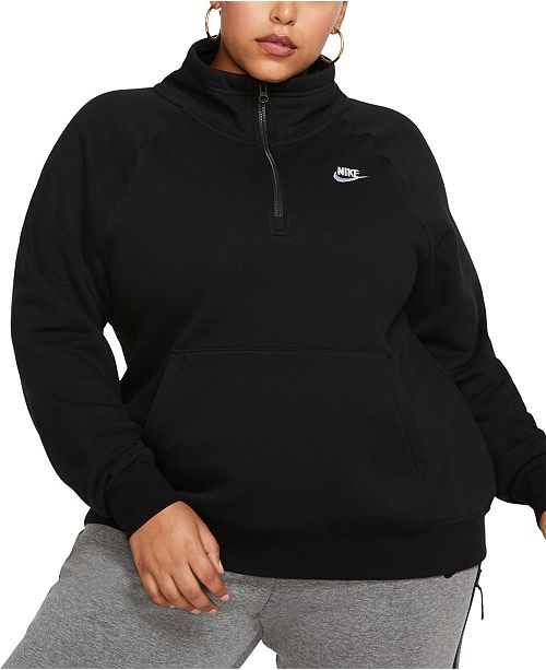 3 women's nike sportswear essential quarter-zip fleece top