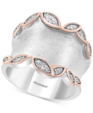 image of Effy Diamond (1/10 ct. t.w.) Statement Ring in Sterling Silver and 14k Rose Gold
