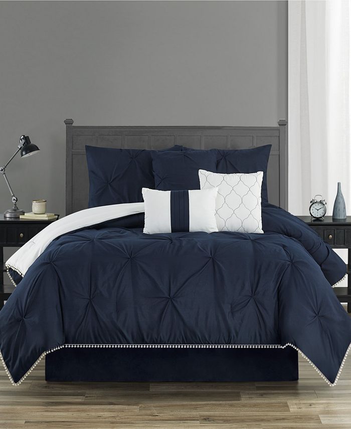 Sanders PomPom Queen 7 Piece Comforter Set Macy's