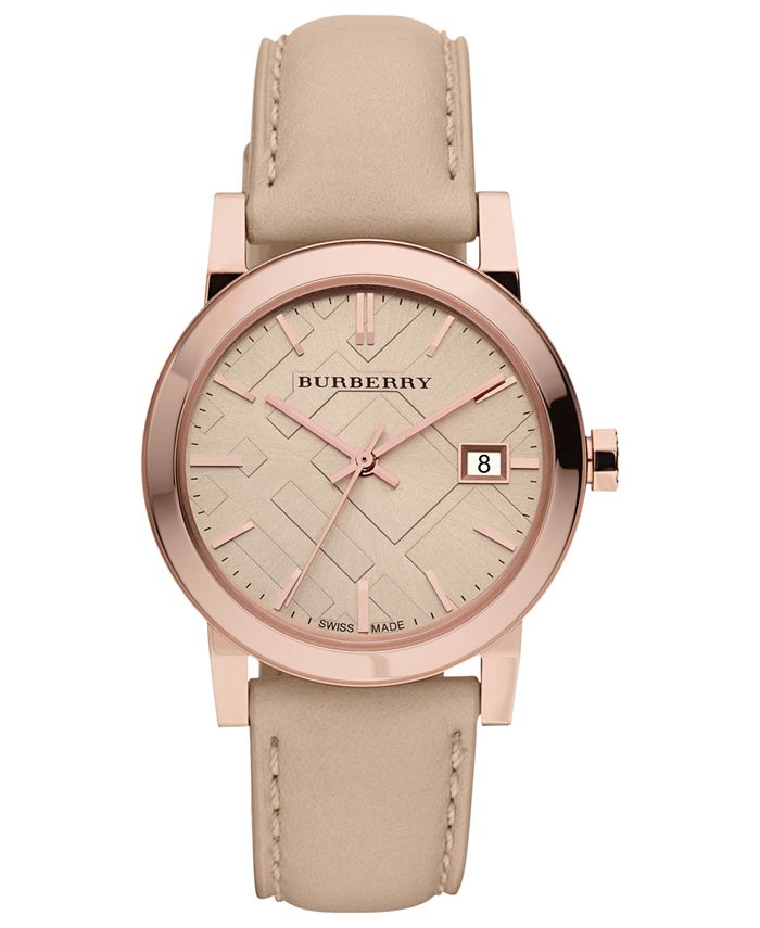 Burberry Watch, Women's Swiss Nude Leather Strap 34mm BU9109 & Reviews -  All Watches - Jewelry & Watches - Macy's