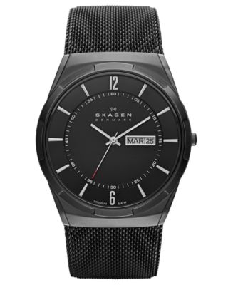 Skagen Men's Melbye Black Titanium Mesh Bracelet Watch 40mm SKW6006 ...