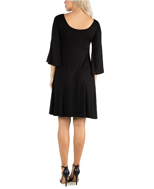 24seven Comfort Apparel Women's Knee Length Cold Shoulder Dress ...