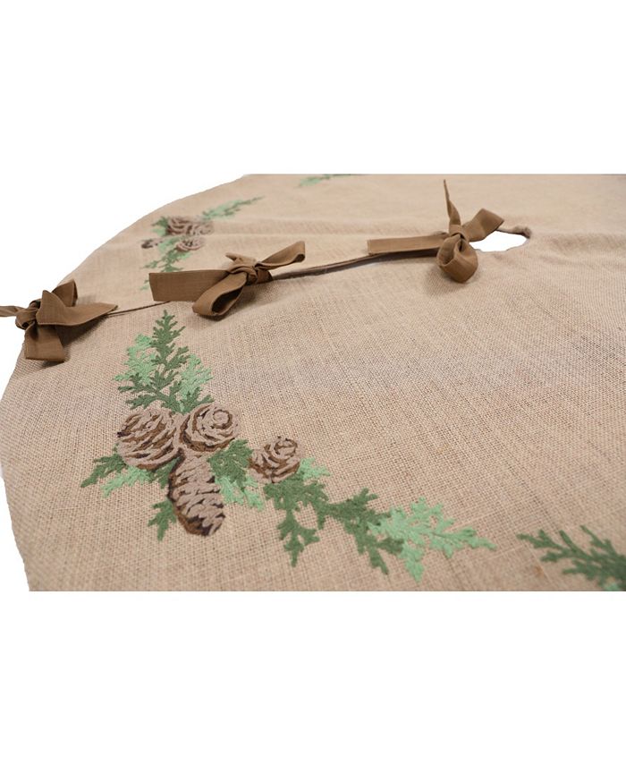 Manor Luxe Winter Pine Cones and Branches Crewel Embroidered Tree Skirt ...