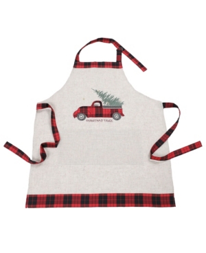 Manor Luxe Vintage Tartan Truck With Christmas Tree Apron In Linen